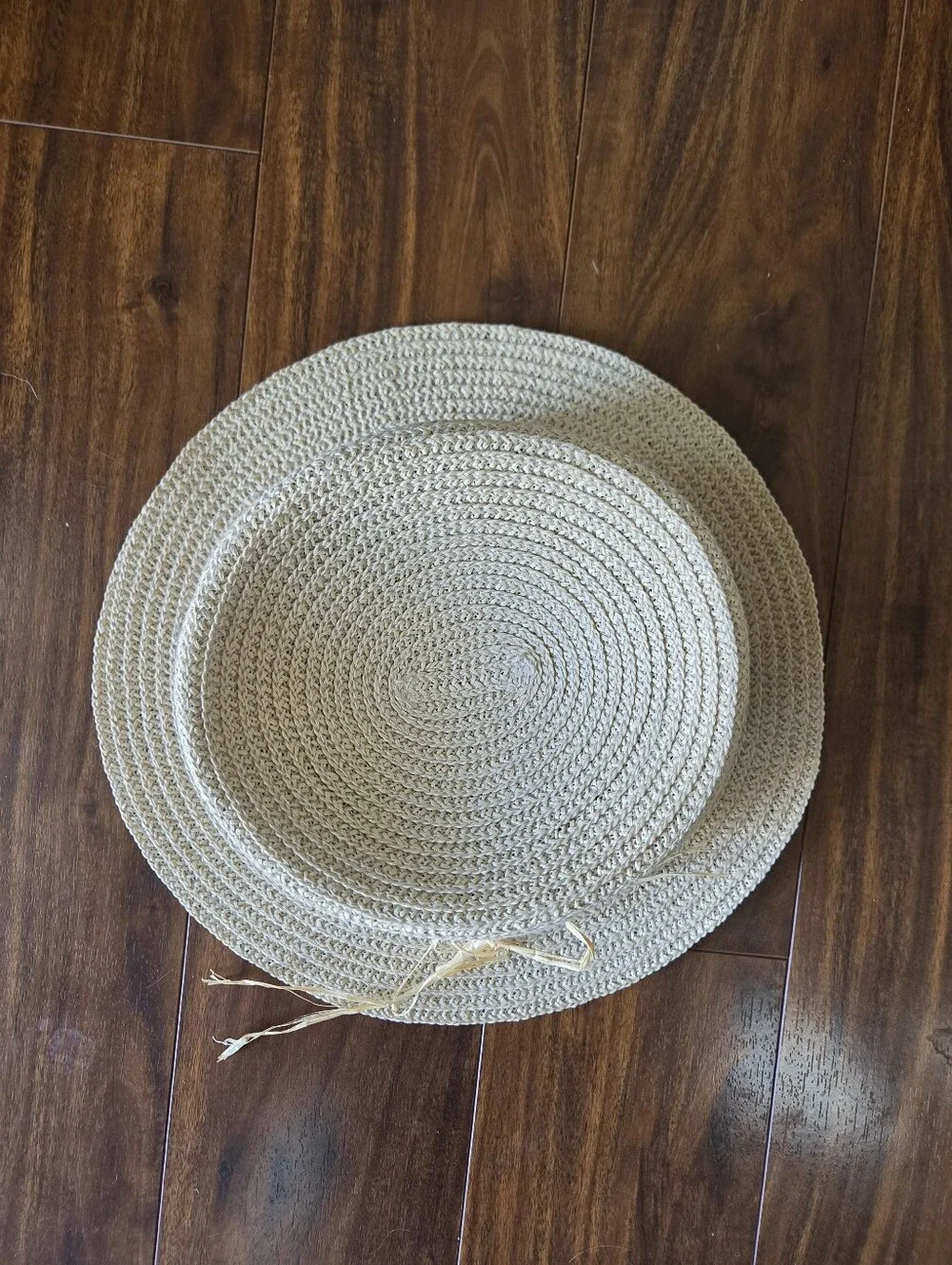 NWOT Old Navy Woven Straw Boater Hat with Bead Trim - Natural